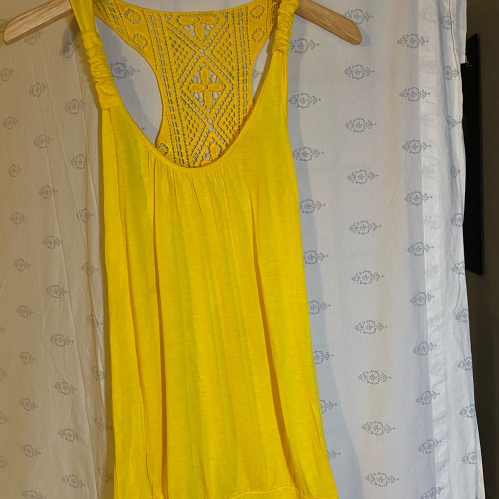 Body Central Yellow Crochet Back Women’s Top